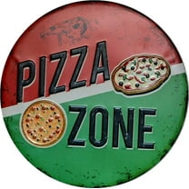 Pizza Zone Diameter 12 inch metal tin sign Suitable for Home and Kitchen Bar Cafe Garage Wall Decor Retro Vintage