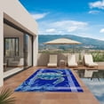 thumbnail image 3 of Turtle Navy Blue Outdoor Rug for Patio/Deck/Porch, Non-Slip Large Area Rug 5 x 7 Ft, Coastal Starfish Coral Ocean Stripes Indoor Outdoor Rugs Washable Area Rugs, Reversible Camping Rug Carpet Runner, 3 of 8