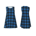 thumbnail image 7 of Naloa Blue Black Plaid Print Women's Summer Spring Casual Beach Sundress,Vacation Sleeveless Tank Crewneck Loose Dresses, 7 of 7