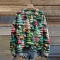 thumbnail image 3 of NMMUED Christmas Sweaters Ladies Christmas Tops Graphic Sweaters for Women Christmas Clothes for Women Womens Crew Neck Sweater Vintage Christmas Sweater Pullover Sweaters for Women Dark Green L, 3 of 5
