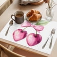 thumbnail image 3 of Pink Cherry Bow Placemats Set of 6, Spring Sweet Heart-shaped Cherry Green Leaf Non-Slip Place Mats Washable Table Mats for Kitchen Dining Table Decorations Indoor/Outdoor, 3 of 9