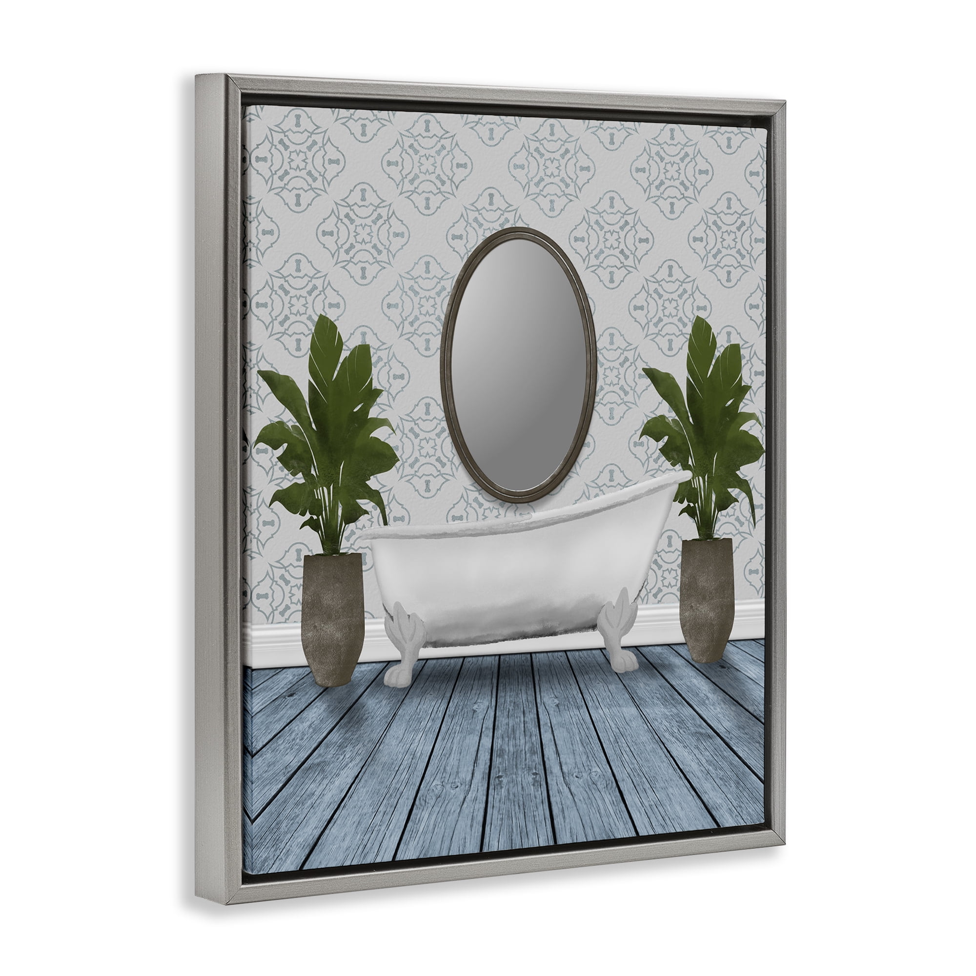 Stupell Industries Restful Wash Bathtub Gray Framed Floater Canvas Wall Art, design by Marcus Prime