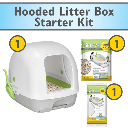 Purina Tidy Cats Hooded Litter Box System, BREEZE Hooded System Starter Kit Litter Box, Litter Pellets & (Best Rated Automatic Litter Box)