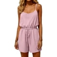 thumbnail image 2 of Women's Casual Sleeveless V-Neck Romper with Drawstring Waist Loose Fit Summer Jumpsuit, 2 of 5