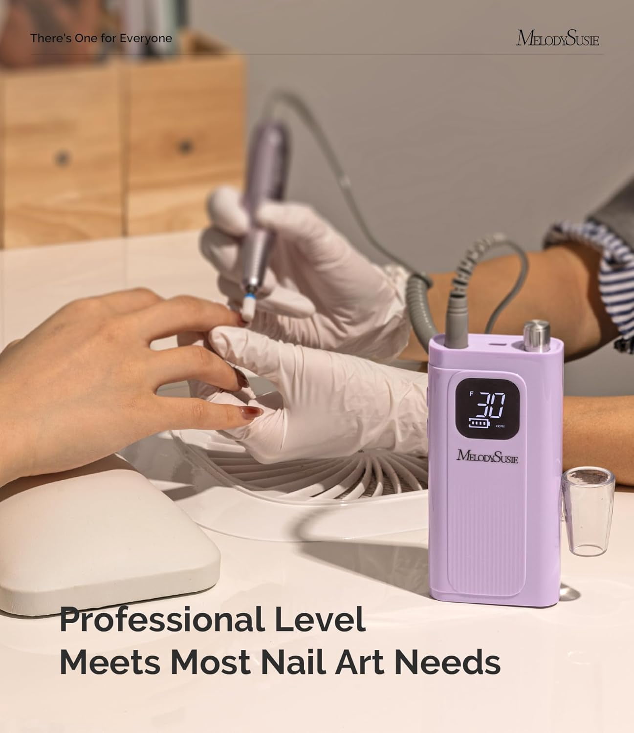 MelodySusie SC300F Electric Nail Drill Machine,30000 RPM Cordless Rechargeable Nail File Kit for Acrylic Gel Nail Care Manicure Polishing Set,Purple