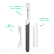 Quip Sonic Adult Electric Toothbrush Soft Bristles Built-in Timer + Travel Case, Sage Green