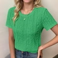 thumbnail image 2 of Weardear Women's Eyelet Embroidery Short Sleeve Tops Shirts Solid Crewneck Retro Plain Casual Holiday T-Shirts, 2 of 5