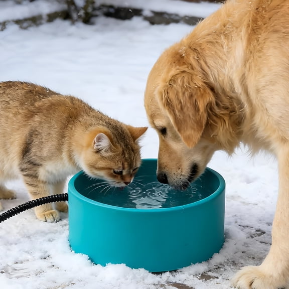 ACDANC 3.2L Heated Water Bowl for Outdoor Dogs Cats - 30W Thermostatic Control Heating Pet Bowl with 6.6Ft Bite-Proof Cord for Winter Chickens