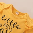 thumbnail image 3 of IBTOM CASTLE Newborn Baby Girls Coming Home Outfit Ruffle Romper Short Pants Headband Summer Clothes Set, 3-Piece 6-12 Months Yellow, 3 of 8