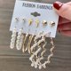 thumbnail image 1 of 12 Unids/Set Retro Perla Mariposa Pendientes Conjunto De Oro Tuerca Círculo Coreano Mujeres Accesorios De Joyería, 1 of 4