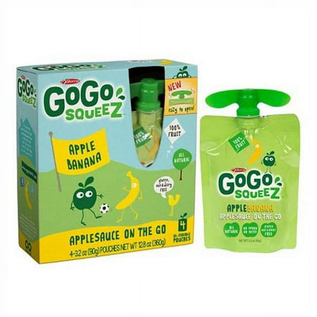 GoGo Squeez Apple Banana Applesauce 3.2 oz Pouches - Box of 12/4-Pack Boxes