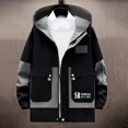 thumbnail image 2 of Luwomo Casual Jackets for Mens Mens Jackets Fall and Winter Hooded Long Sleeve Color Blocked Outdoor Style Loose Fit Coat with Pocket Tops Grey,4XL, 2 of 4