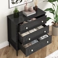 thumbnail image 6 of ZOSQUARE Dresser for Bedroom, 3 Drawer Dresser, Black 32 inch Wide Nightstand Modern Chest of Drawers with Turned Legs, dresser for Kids Adults, 6 of 6
