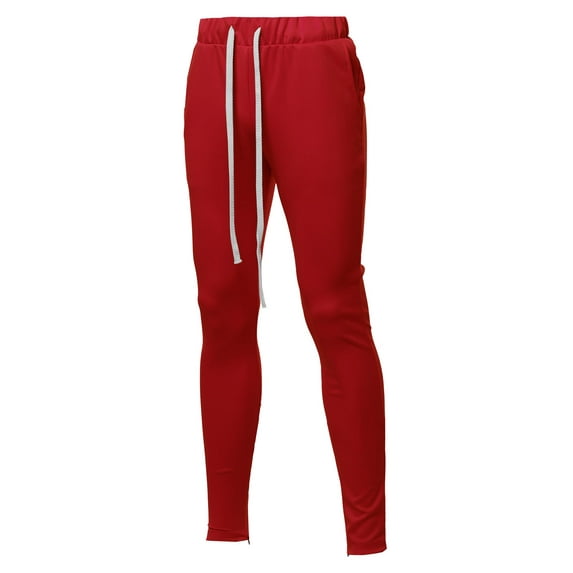 FashionOutfit Men's Solid Long Length Drawstring Ankle Zipper Track Pants