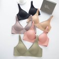 thumbnail image 3 of Ropa interior de látex sin costuras para mujer, sujetador push up ajustable con aro de acero francés sexy y pequeño en el pecho, 3 of 4