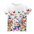 thumbnail image 4 of WTOBBY Toddler Girls Floral Print Short Sleeve T-Shirt Top - Casual Kids Shirt with Round Neck for Summer, School, and Everyday Wear,White 120, 4 of 5