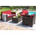 thumbnail image 4 of LACOO 4-Piece Brown Wicker Outdoor Patio Conversation Set with Red Cushions, 4 of 7