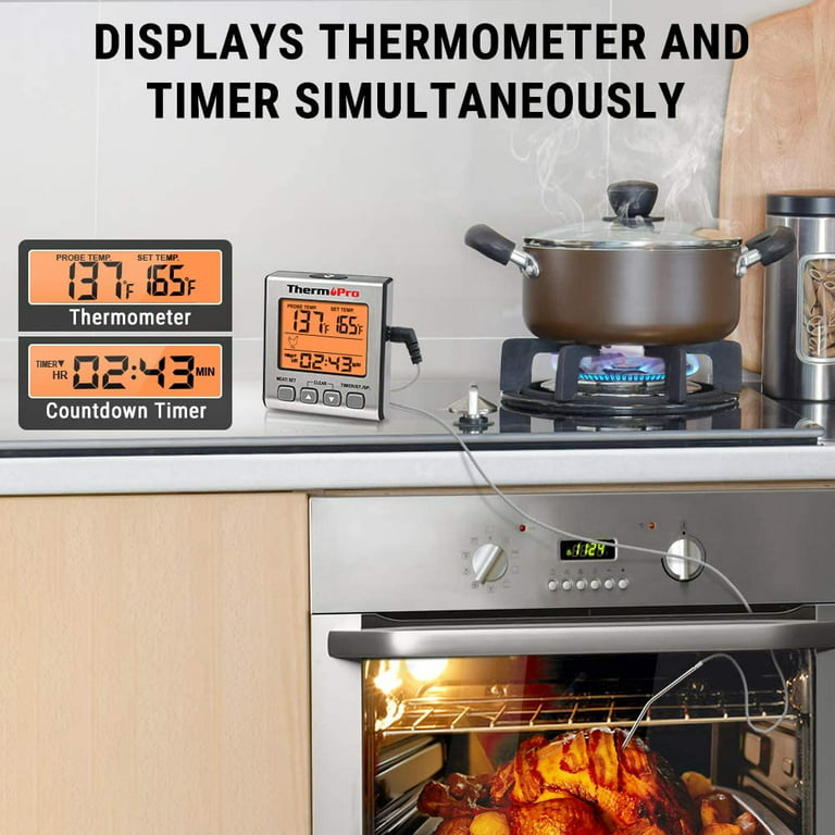 TP710 Digital Thermometer For Oven Smoker Candy Liquid Kitchen Cooking Grilling  Meat BBQ Thermometer and Timer with Alarm