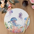 thumbnail image 3 of Jellyfish Coastal Round 15 Inch Placemats Set of 6, Summer Beach Blue Purple Coral Ocean HeatResistant Non Slip Place Mats for Dining Table, Wipeable Braided Kitchen Table Mats for Housewarming, 3 of 9