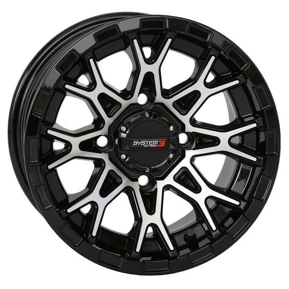 System 3 ST-6 12x7 ATV/UTV Wheel - Gloss Black (4/110) 2 5 [12S3-6011]