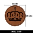thumbnail image 2 of King Queen Royal Crown 2.5" Faux Leather Round Engraved Iron-On Patch - Brown, 2 of 6