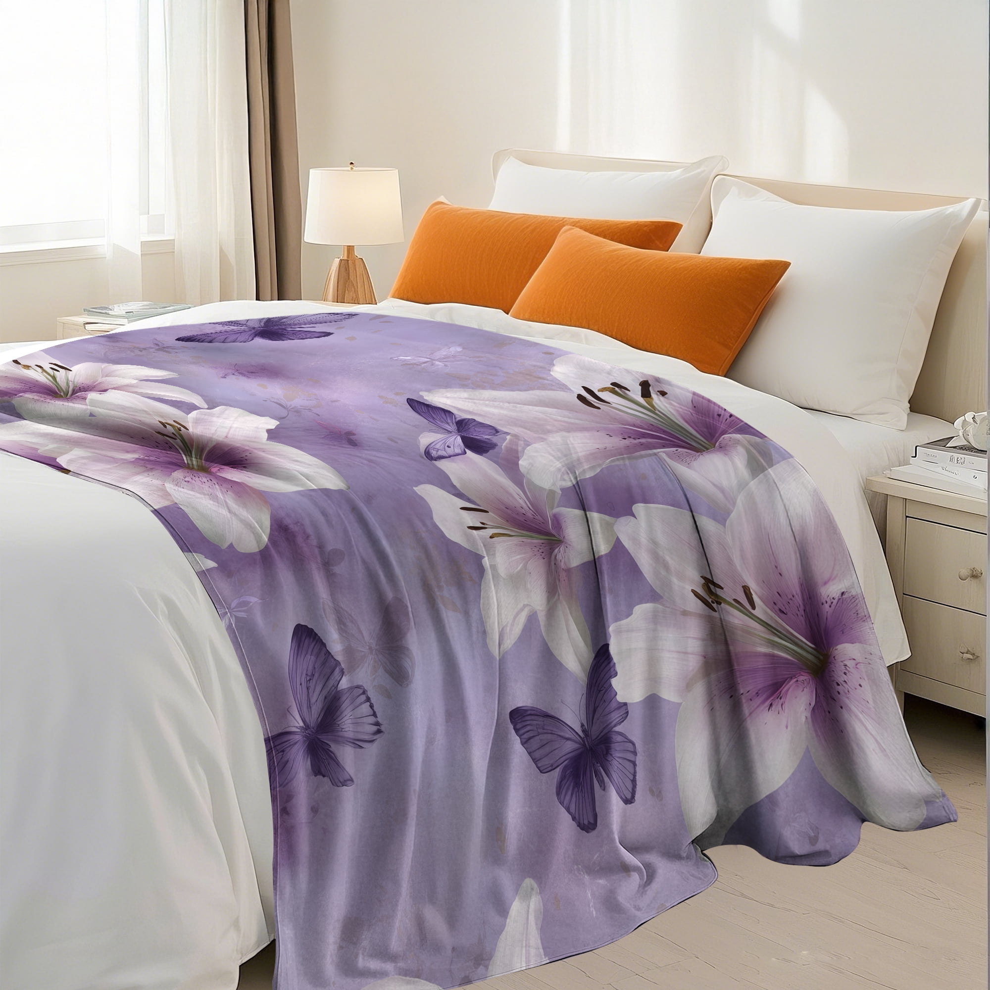 Flannel Fleece Throw Blanket, Soft Large Throw Blanket, Lightweight Cozy Plush Throw Blanket Fit Sofa Bed, 50"x60", Florals