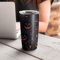 thumbnail image 4 of 20oz Tumblers Halloween Glowing Pumpkins Pattern Stainless Steel Vacuum Insulated Double Wall Travel Tumbler Cups Mug with Lid and Straw,Cleaning Brush for Cold & Hot Drinks, 4 of 7