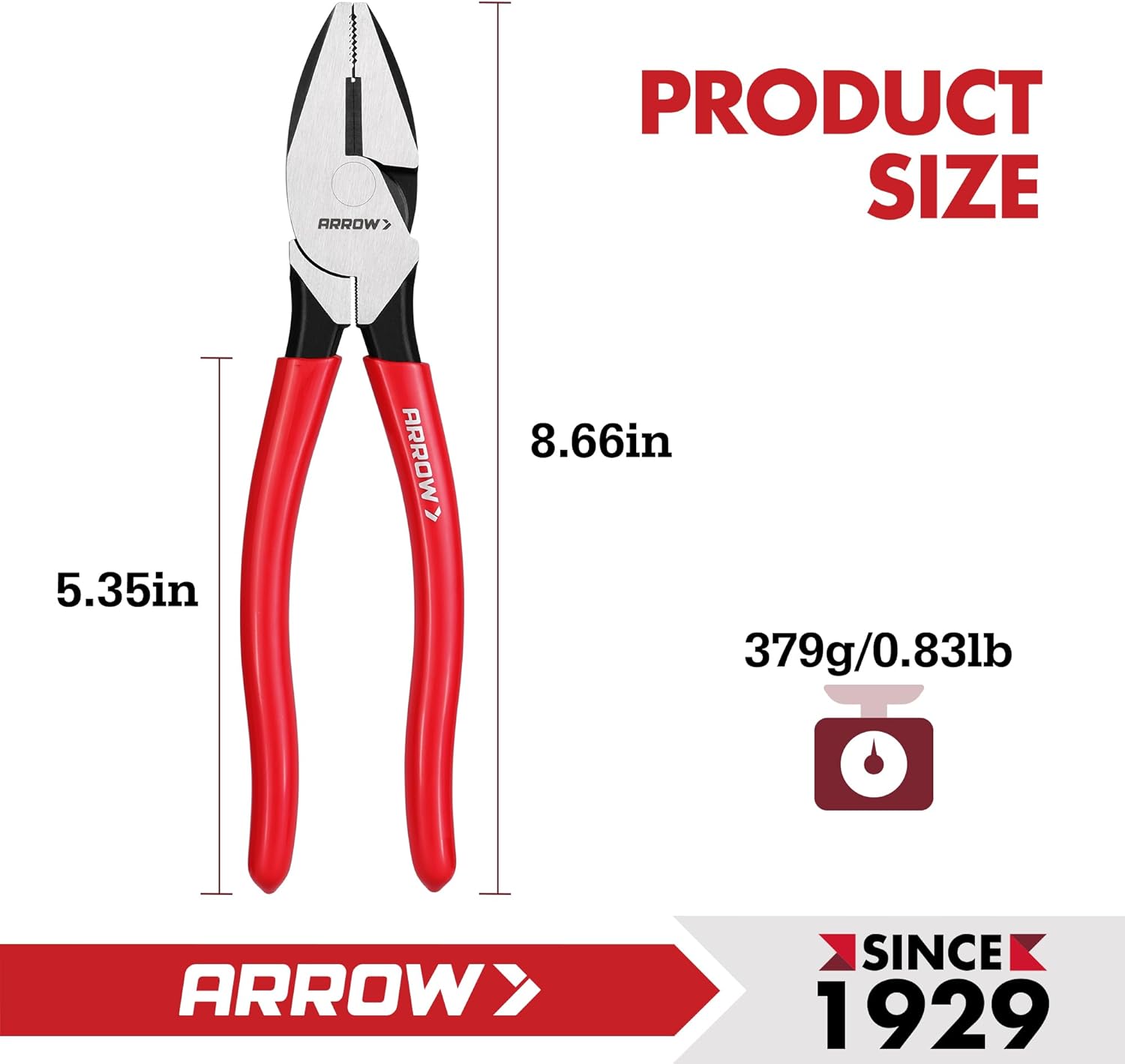 8" High Leverage Linemans , Side Cutters, Linesman for Wire Cutting, Gripping