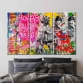 thumbnail image 3 of Graffiti Wall Art, Love Need Art, Love Graffiti Art Canvas, Love Is All We Need, Street Art Print, Contemporary Wall Decor, Canvas Wall Decor - Gold Framed, 3 of 9