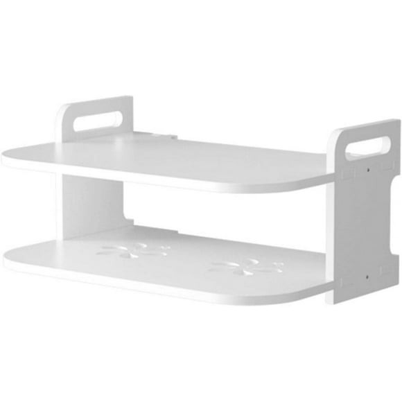shiyou-Floating Shelf for TV Components, White Floating TV Stand Wall Mounted Media Console Shelf Mini Storage Box Router Shelf for Home(White)