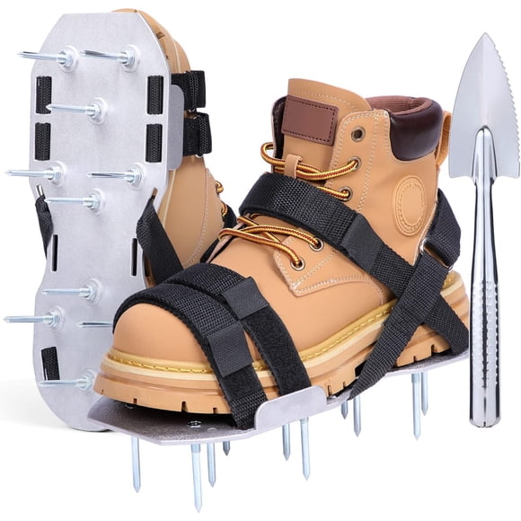 Ohuhu Metal Lawn Aerator Shoes, Upgraded Aerating Shoe with Durable Aluminum Sole, Free-Installation Spiked Aerating Sandals with Stainless