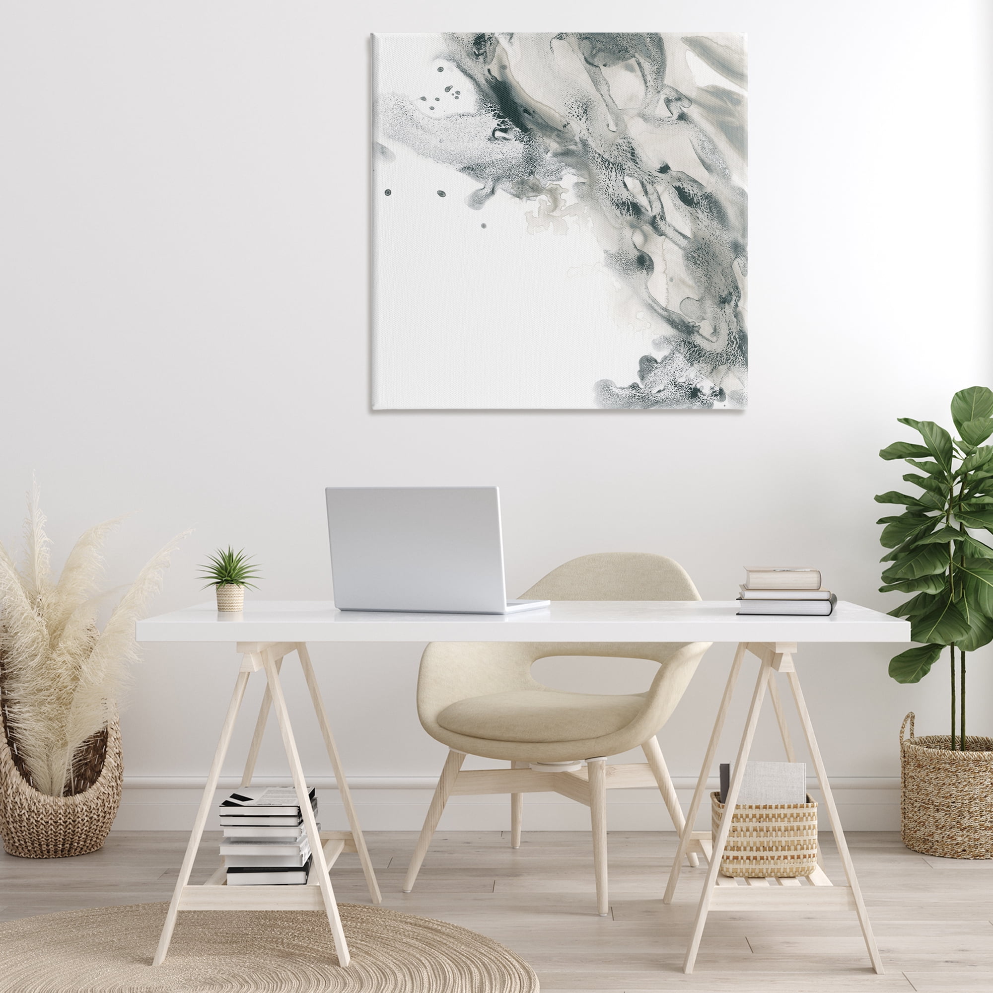 Stupell Industries Grey Swirled Liquid Abstract Painting Gallery Wrapped Canvas Art Print Wall Art, 36 x 36
