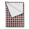 thumbnail image 2 of Japanese Soft Flannel Fleece Throw Blanket, Flag Motif with Checkered Grid Style Stripes and Squares Oriental, Cozy Plush for Indoor and Outdoor Use, 50" x 70", Vermilion Black White, by Ambesonne, 2 of 5