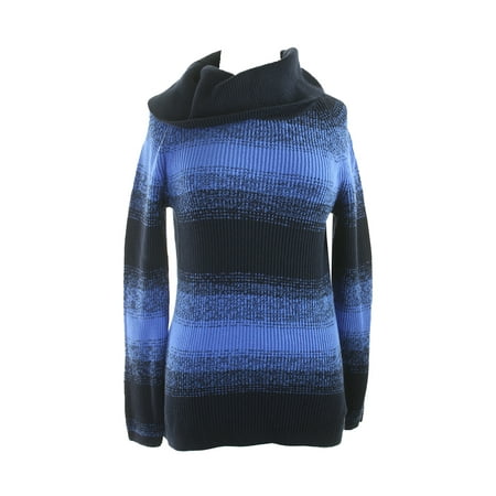 Tommy Hilfiger Blue Cowl-Neck Ombre-Striped Sweater L