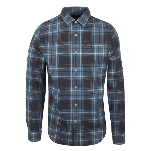 Superdry Men's Traditional Workwear Teal Blue Plaid L/S Woven Shirt