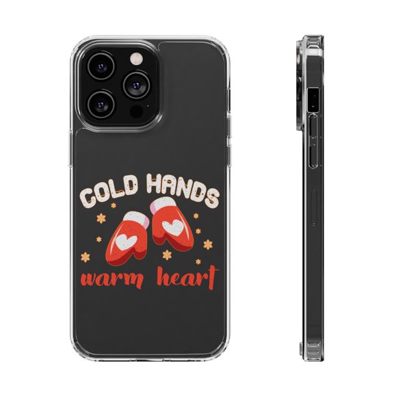 DistinctInk Clear Case for Apple iPhone 15 PRO (6.1" Screen) - Cold Hands Warm Heart