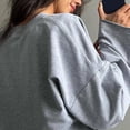 thumbnail image 4 of Women 2 Piece Outfits Sweat Shorts Sets Oversized Casual Lounge Matching Set Sweatsuit Tracksuit Fall Clothes Grey L, 4 of 5