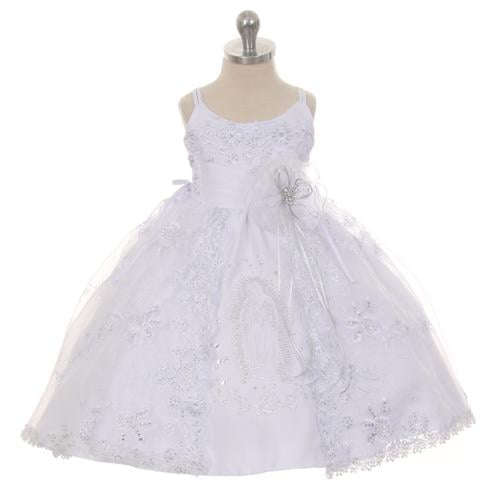 RainKids Baby Girls White Off-Shoulder Bonnet Cape Christening Dress 3-24M