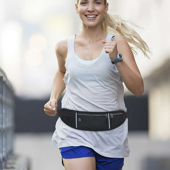 Tgbvmt Sports Running Waist Pack for Men & Women, Waterproof Zippered Belt Bag with Headphone Hole for Running, Hiking, and Cycling, Adjustable Strap for Comfortable Outdoor Activity Storage