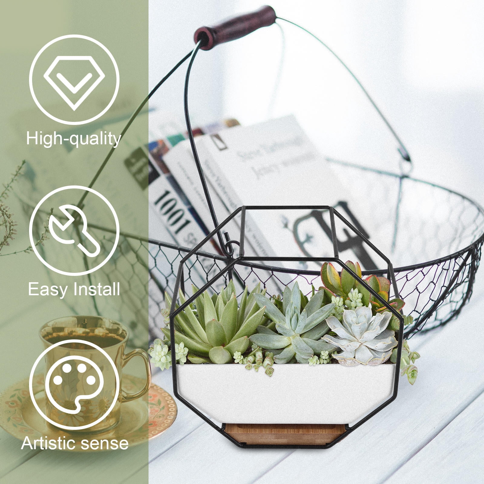 Worgeous  Wall Mounted Plant Pot Decorative Planter Hanging Vase Golden