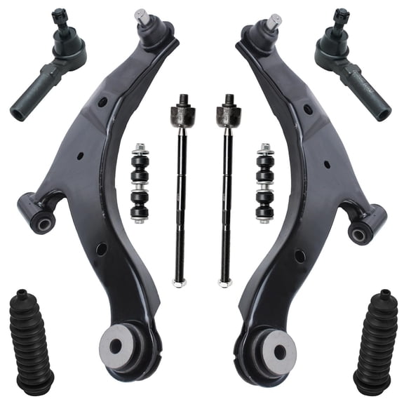 Detroit Axle - 10pc Front End Suspension Kit for 2000-2005 Dodge Neon, 2 Lower Control Arms w/Ball Joints Assembly 4 Tie Rods 2 Sway Bars 2 Boots Replacement