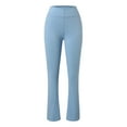thumbnail image 5 of Women's High Waisted Flare Yoga Pants Wide Leg Leggings for Women Tummy Control Workout Gym Running Athletic Compression Legging Light Blue 00*yoga pants XL, 5 of 8