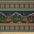 thumbnail image 2 of Ambesonne Vintage Deer Fabric by the Yard Microfiber, Animals Trees Stars, 3 Yards, Dark Blue Seal Brown, 2 of 2