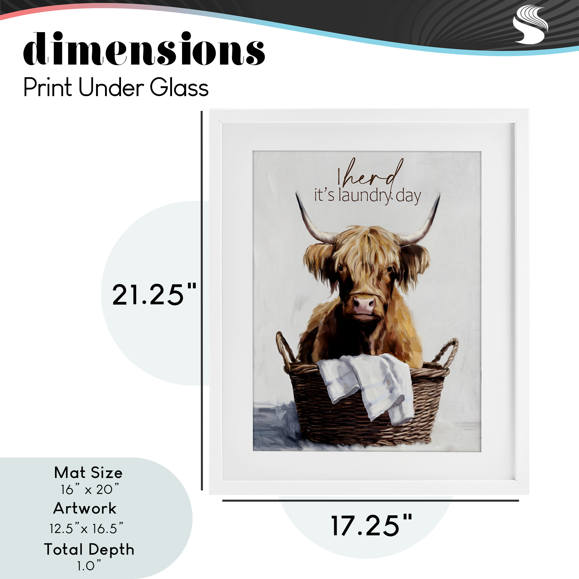 Herd It's Laundry Day White Framed Print Under Glass, design by Kim Allen
