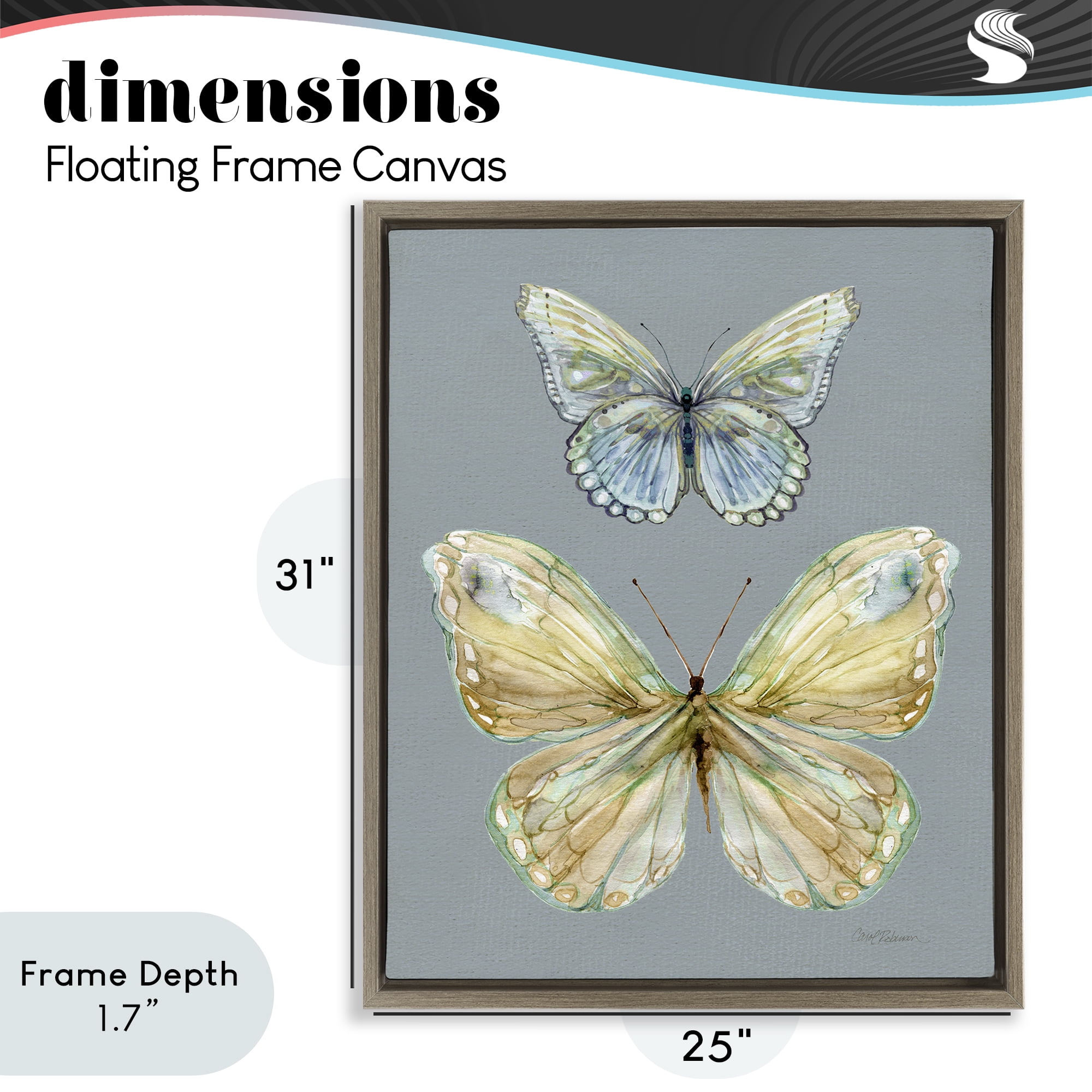 Stupell Industries Delicate Butterflies on Slate Brown Framed Floater Canvas Wall Art, design by Carol Robinson