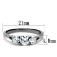 thumbnail image 2 of Luxe Jewelry Designs Women's Stainless Steel Round Three-Stone Cubic Zirconia Engagement Ring - Size, 2 of 4
