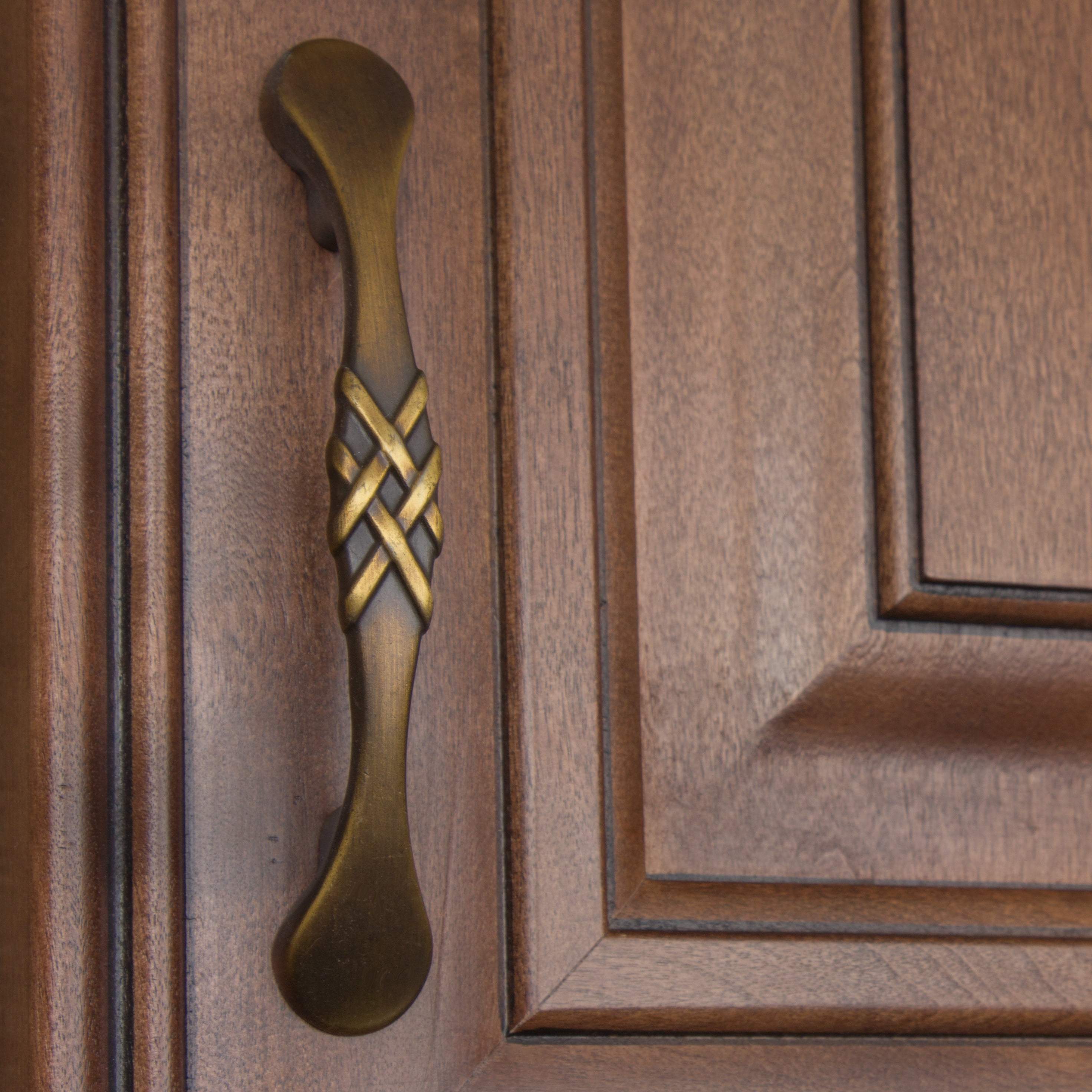 GlideRite 3 in. Center Classic Braided Cabinet Hardware Pull Handles, Antique Brass, Pack of 25