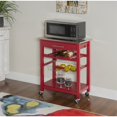 thumbnail image 2 of Riverbay Furniture Transitional Wood/Stainless Steel Kitchen Cart in Vibrant Red, 2 of 12