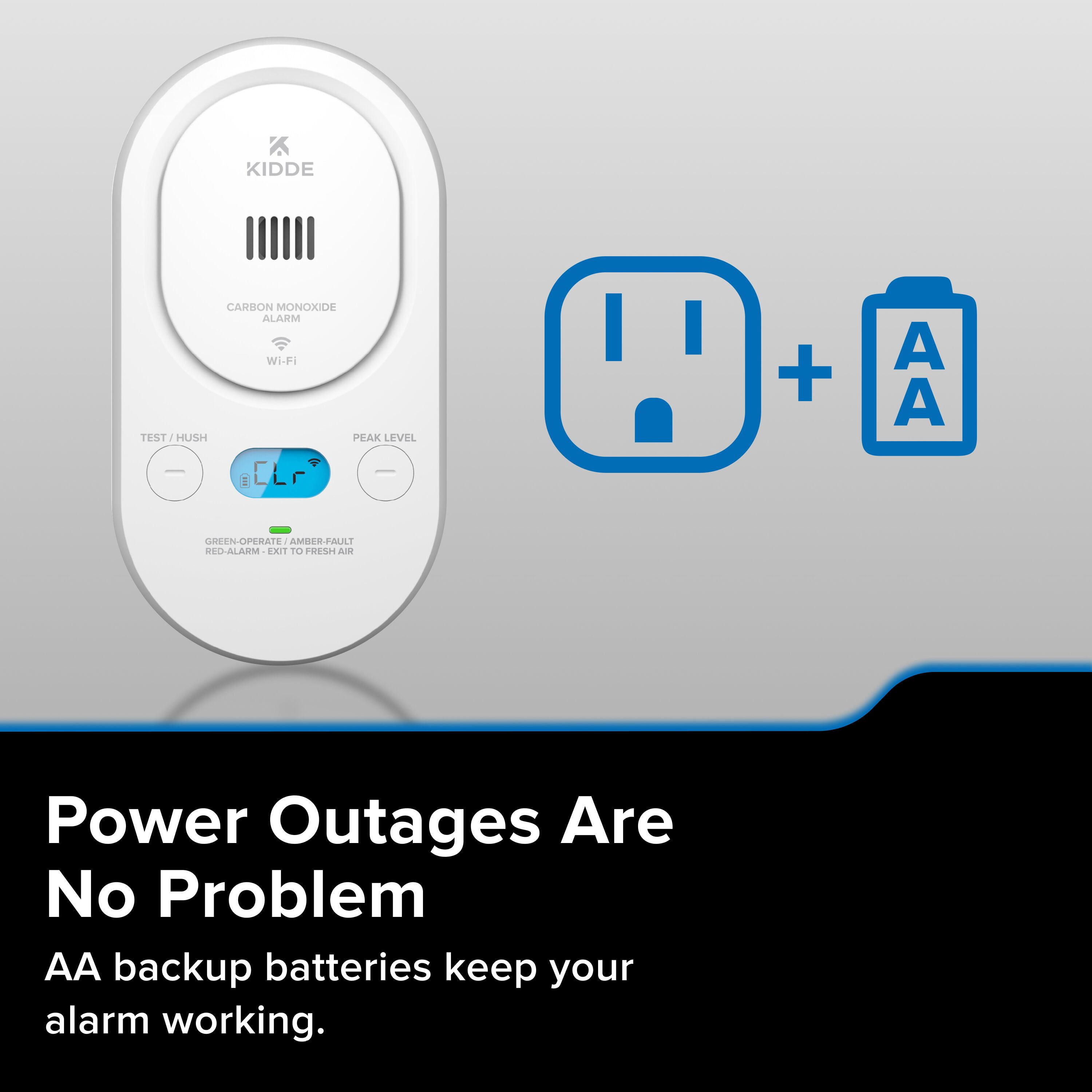 Kidde Smart Carbon Monoxide Detector, Plug-In with AA Battery Backup, COPDW