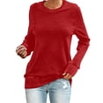 thumbnail image 1 of Pxiakgy T-Shirts pour Femmes T-Shirts Décontractés Col Rond Chandail en Molleton Manches Courtes Longues Chemise Douce Ample Hauts Rouge + TG, 1 of 4